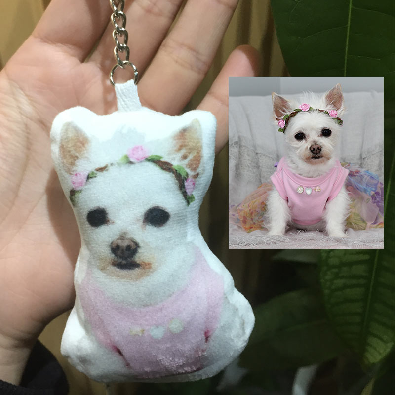 Customized pet photo small pillow keychain small pendant