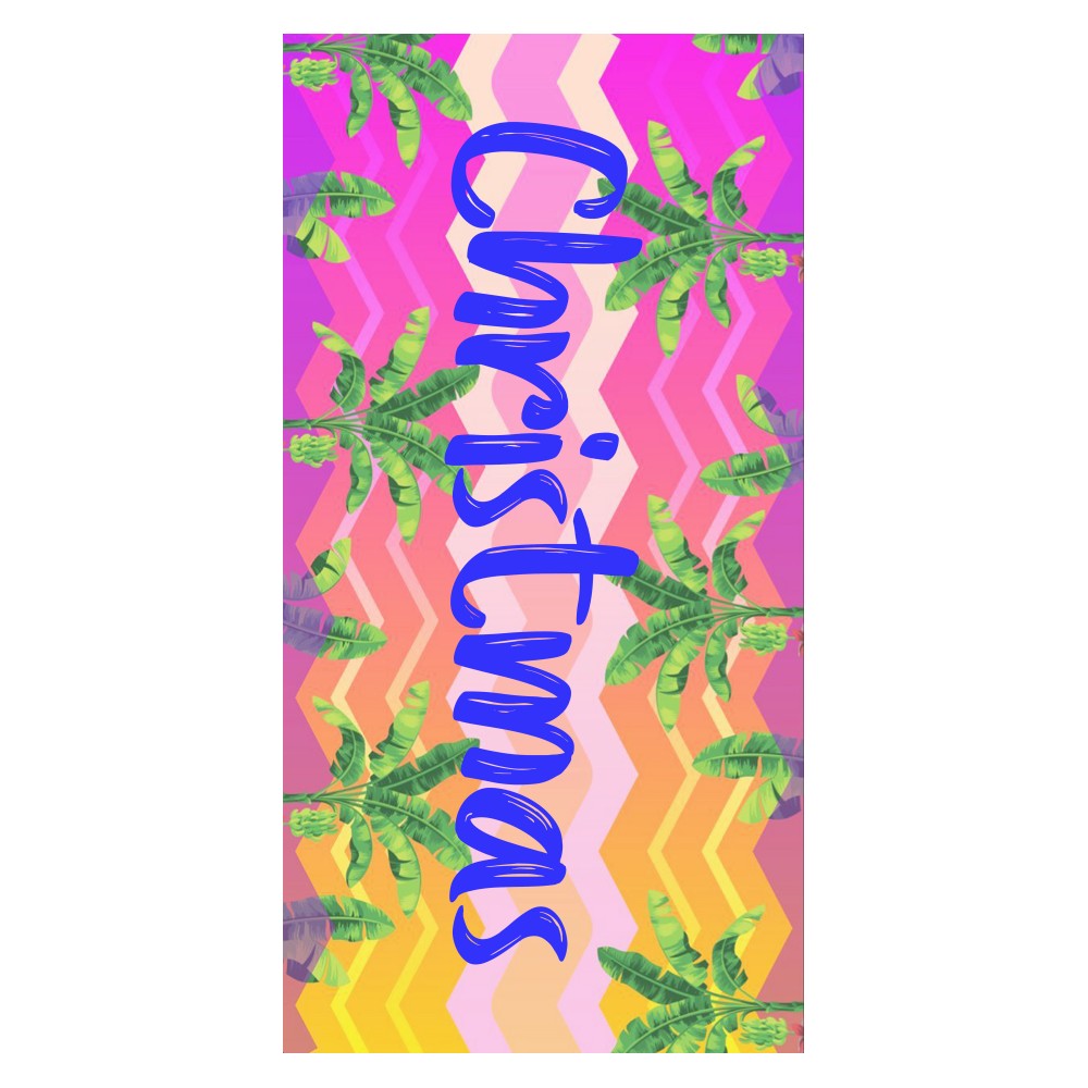 Personalized Name Beach Towel Tropical Plants Palm Leaves Style