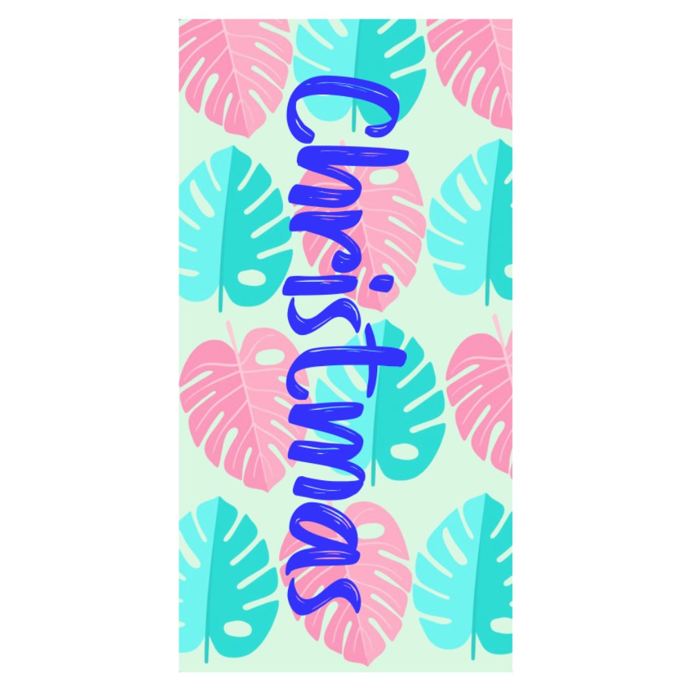 Personalized Name Beach Towel Tropical Plants Palm Leaves Style