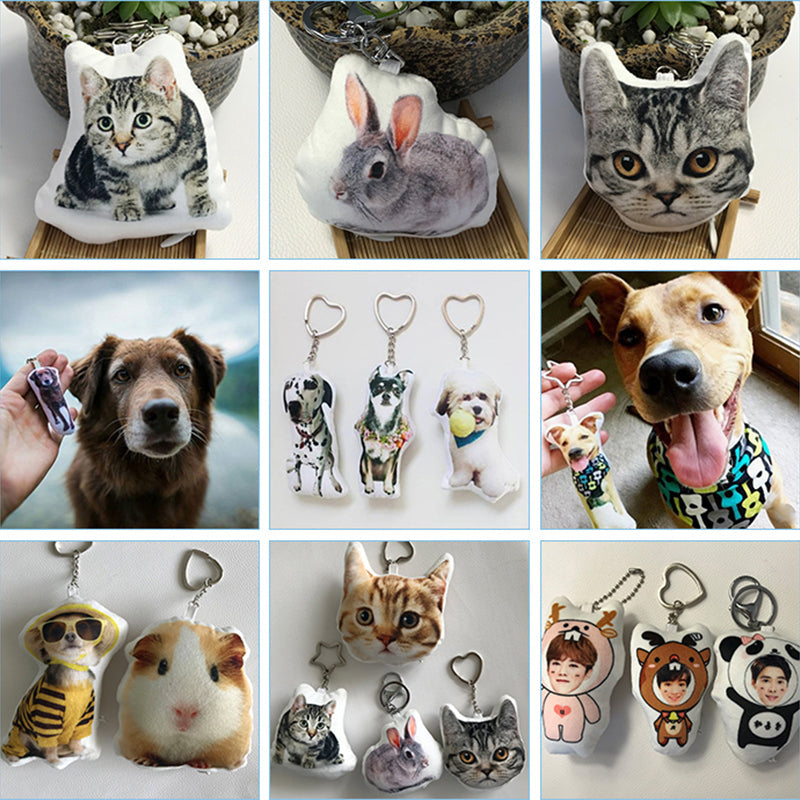 Customized pet photo small pillow keychain small pendant