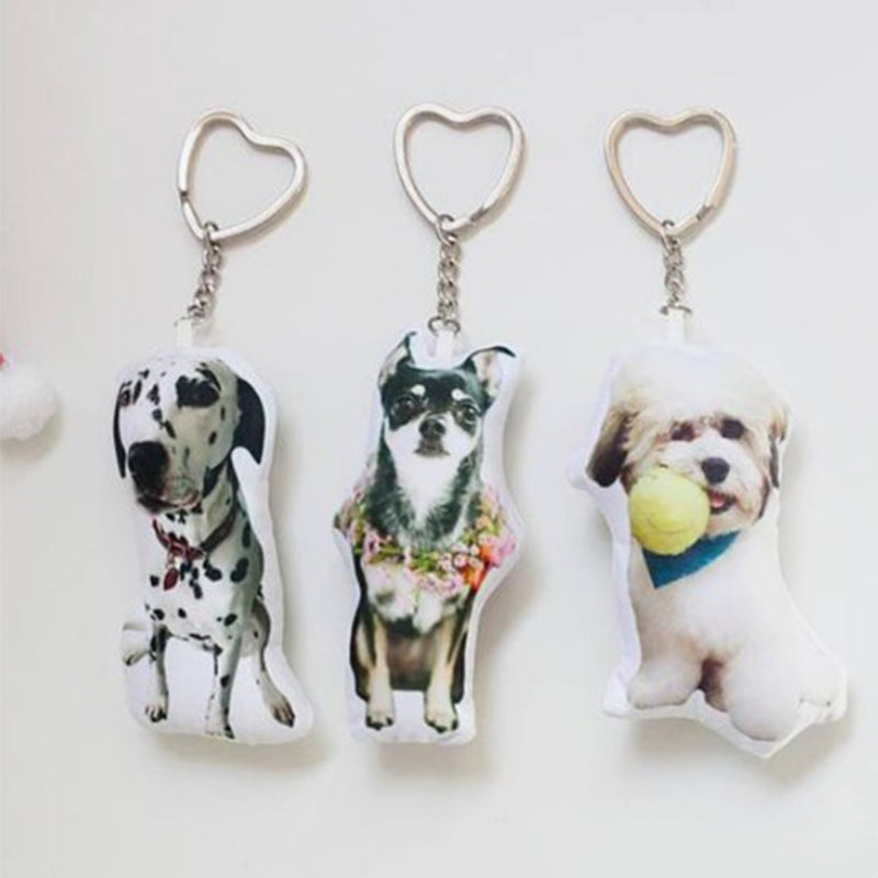 Customized pet photo small pillow keychain small pendant
