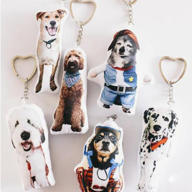 Customized pet photo small pillow keychain small pendant