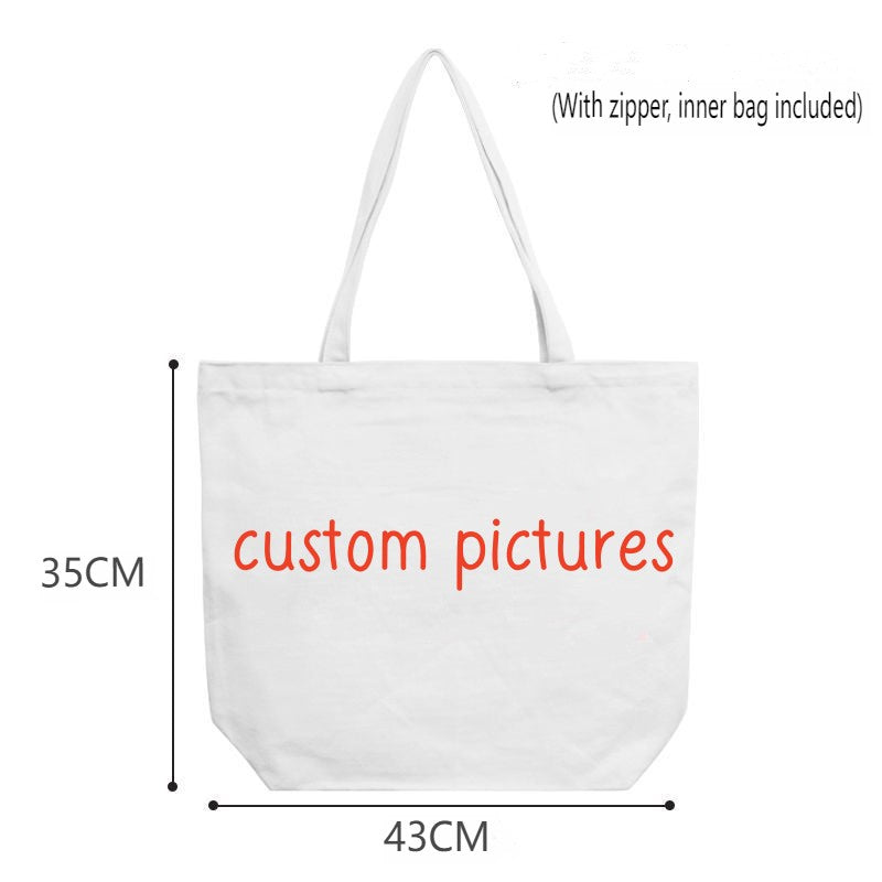 Customized canvas bag, can be used with pets, animation, star photos, is the best gift for friends and family