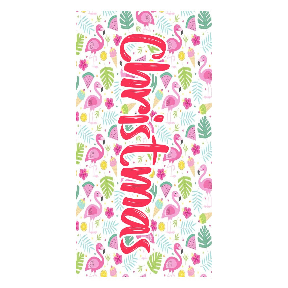 Custom Personalized Name Beach Towel Bath Towel Colorful Plant Leaves for Gifts
