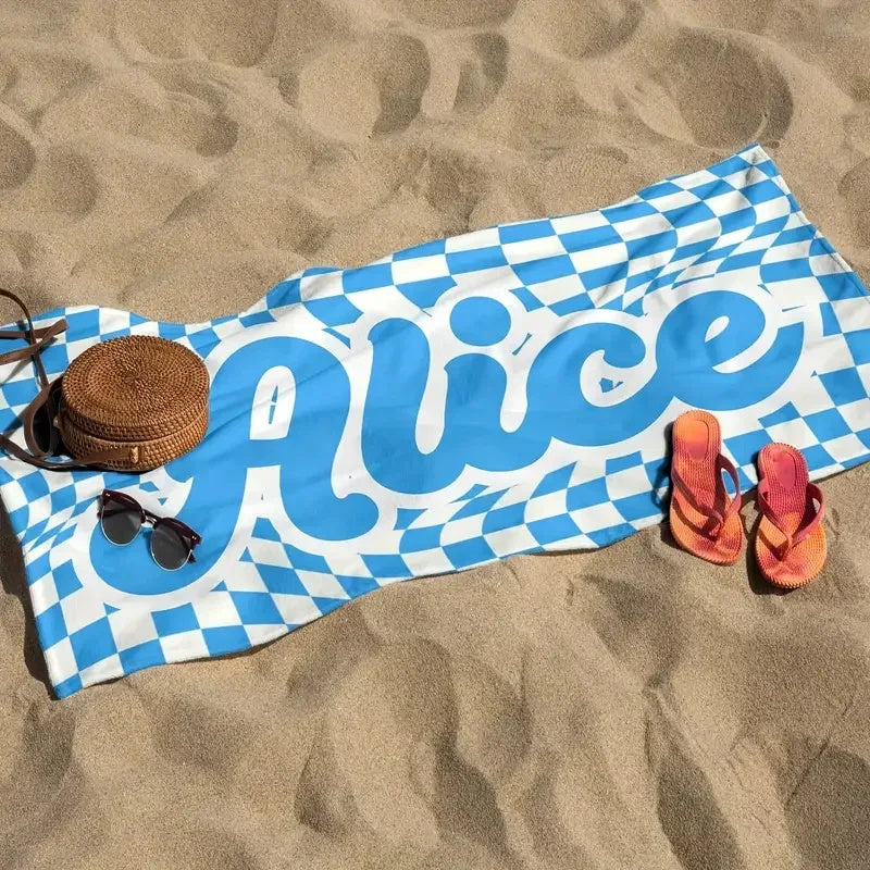 Lattice Custom Name Beach Towel Quick-drying Towel for Friends Family Gifts