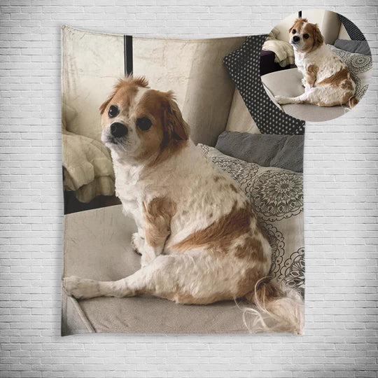 Customize your pet's printed flannel blanket with your pet's photo