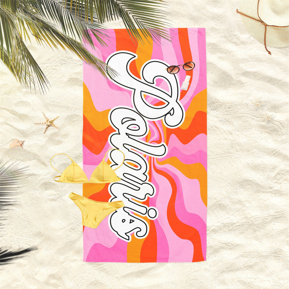 Colorful Personalized Beach Towel Custom Name Bath Towel Gifts