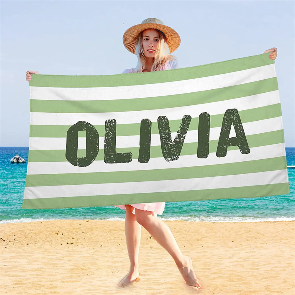 Colorful Beach Towel Customized Name Text Custom Bath Towel for Gifts
