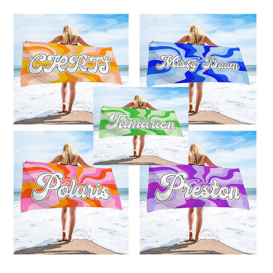 Colorful Personalized Beach Towel Custom Name Bath Towel Gifts