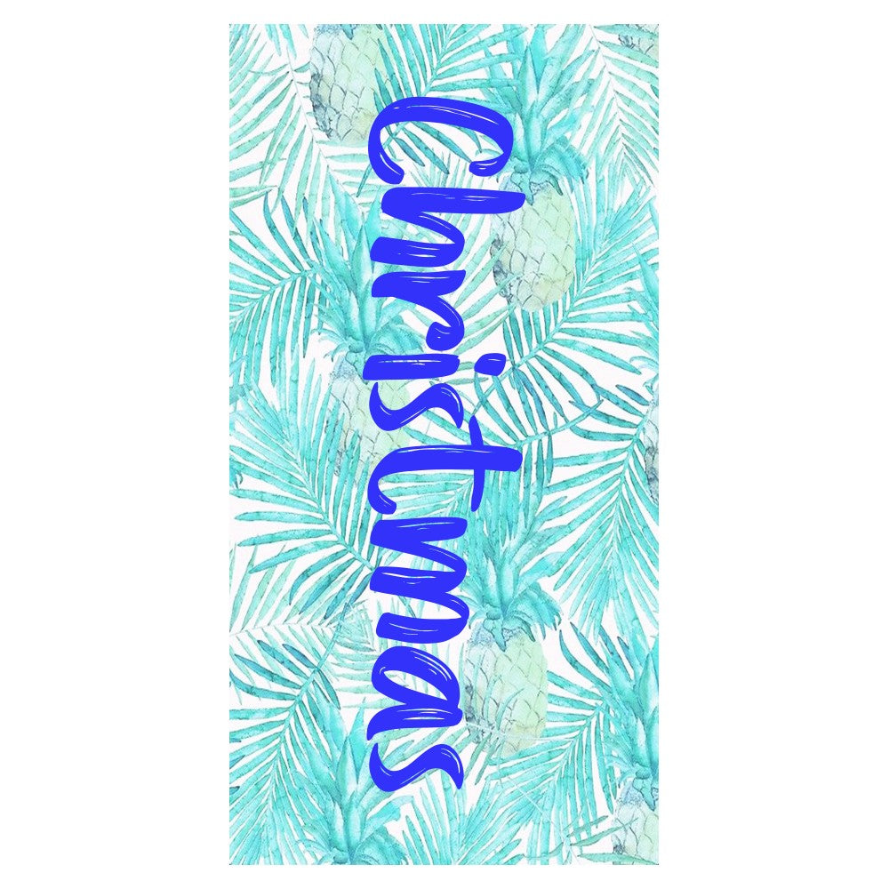 Personalized Name Beach Towel Tropical Plants Palm Leaves Style