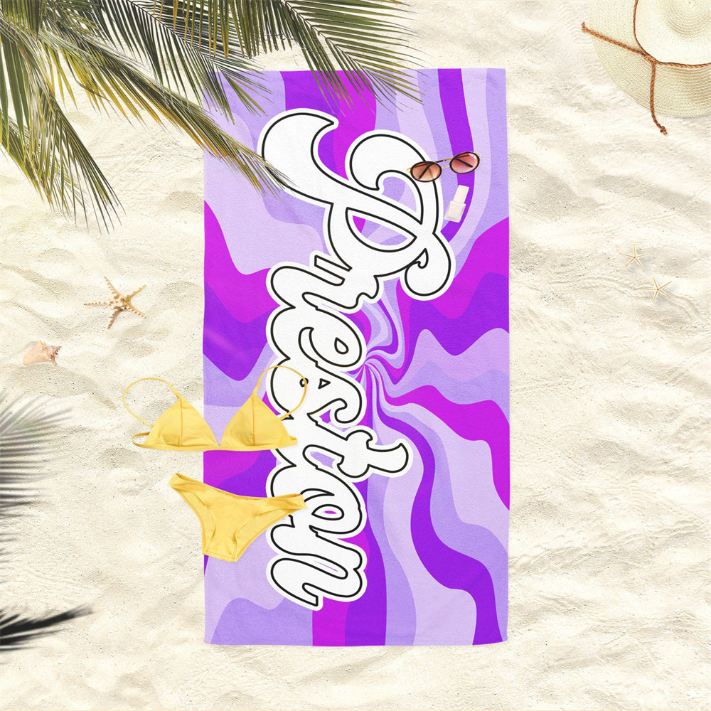 Colorful Personalized Beach Towel Custom Name Bath Towel Gifts