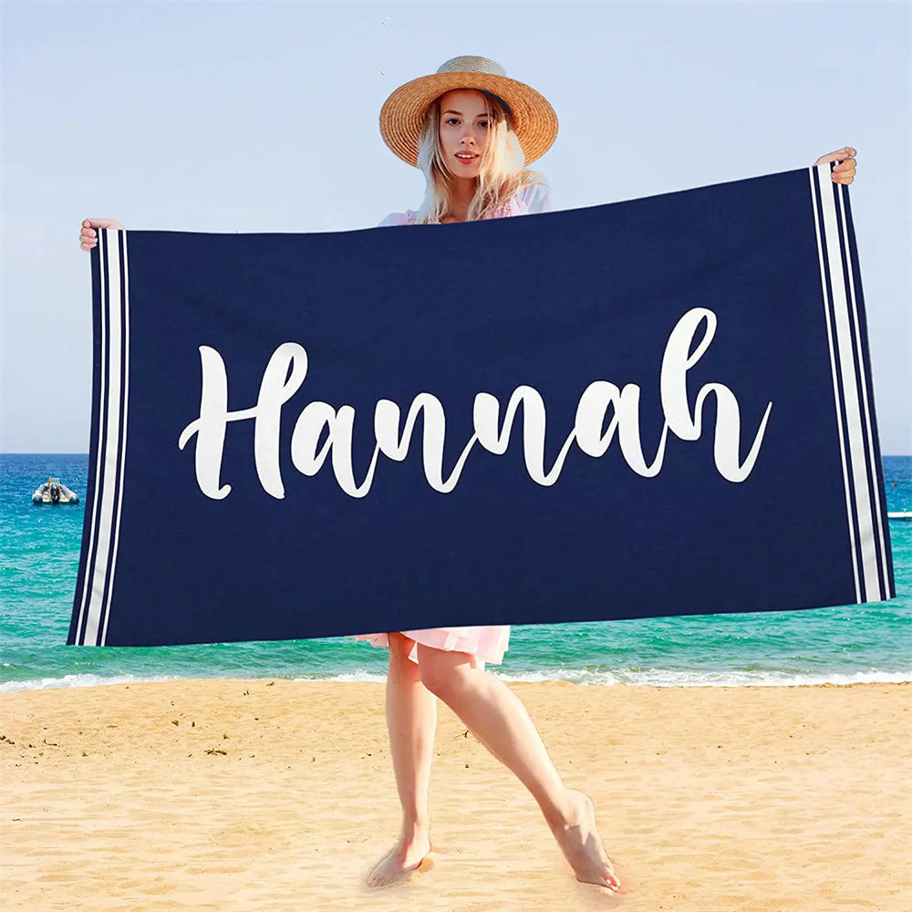 Colorful Beach Towel Customized Name Text Custom Bath Towel for Gifts