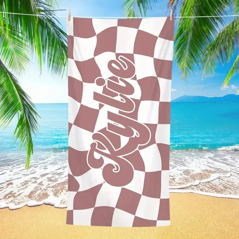 Lattice Custom Name Beach Towel Quick-drying Towel for Friends Family Gifts