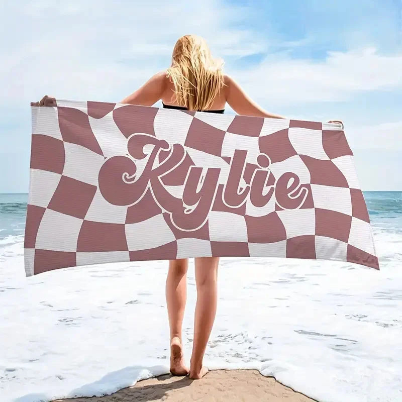 Lattice Custom Name Beach Towel Quick-drying Towel for Friends Family Gifts