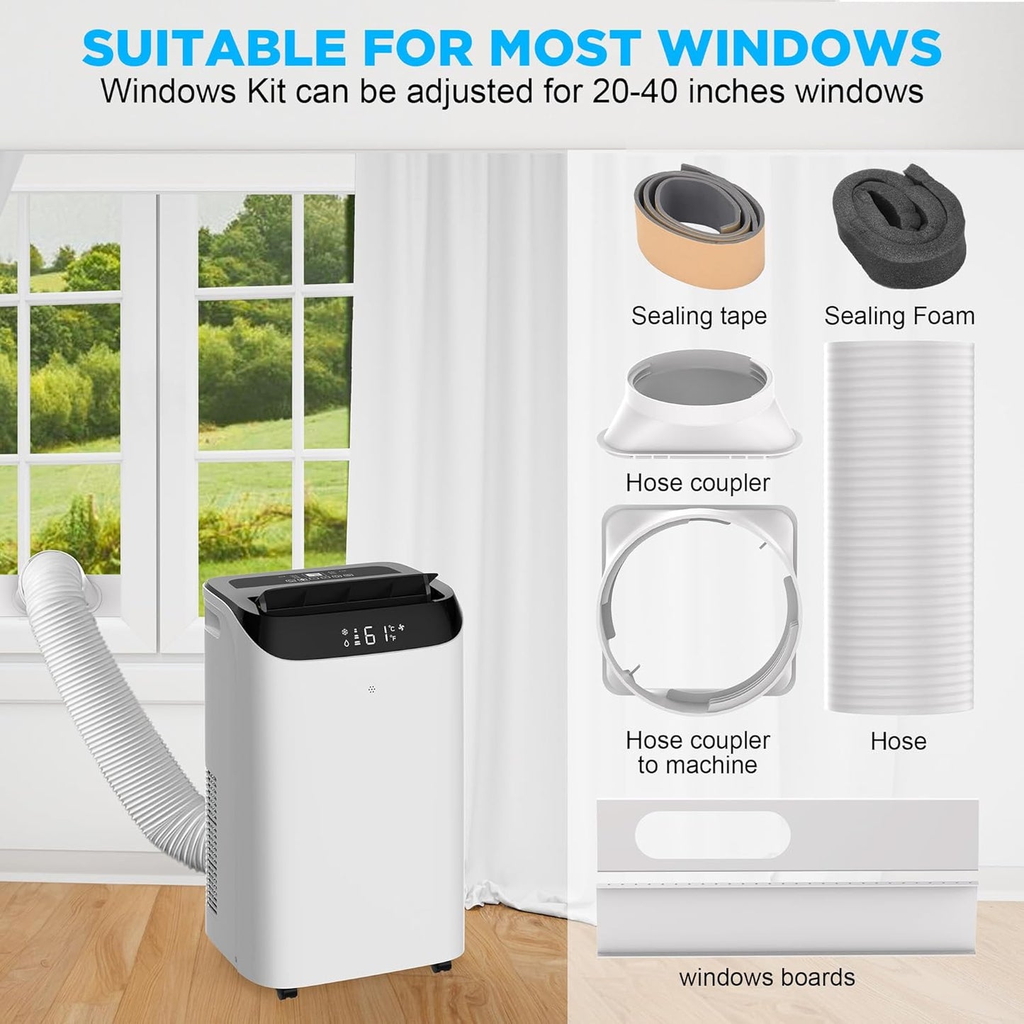 12000 BTU Portable Air Conditioners with Remote Control, 3-in-1 Free Standing Cooling AC Unit with Fan & Dehumidifier, Cools Room up to 500 sq.ft, Smart/Sleep Mode,3 Speed,Auto Swing,Timer