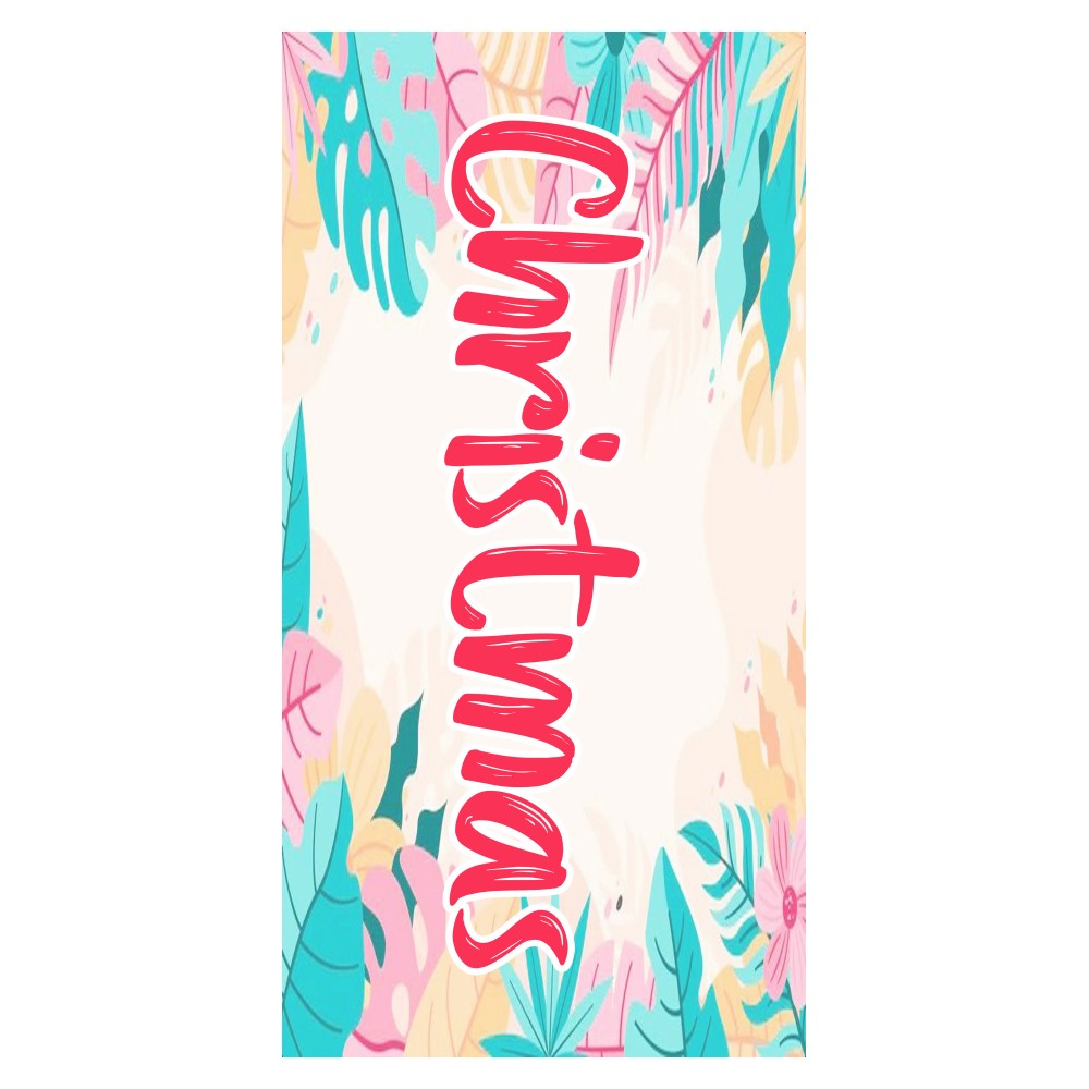 Custom Personalized Name Beach Towel Bath Towel Colorful Plant Leaves for Gifts