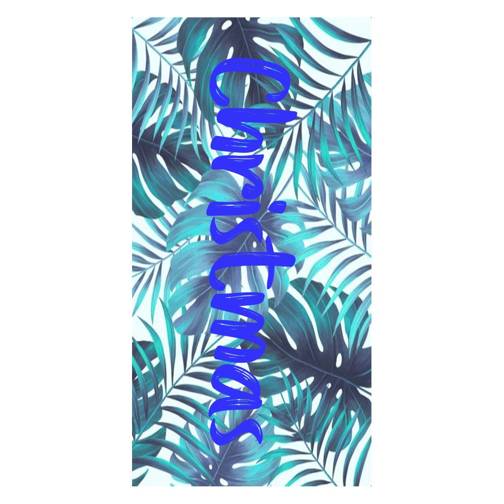 Personalized Name Beach Towel Tropical Plants Palm Leaves Style