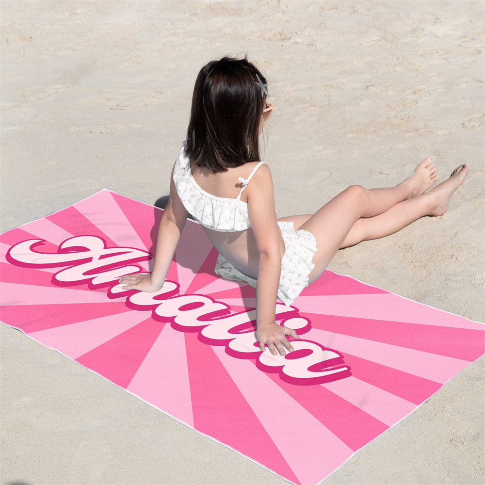 Personalized Beach Towel Burst Style Custom Name Custom Pool Towel for Girls Boys