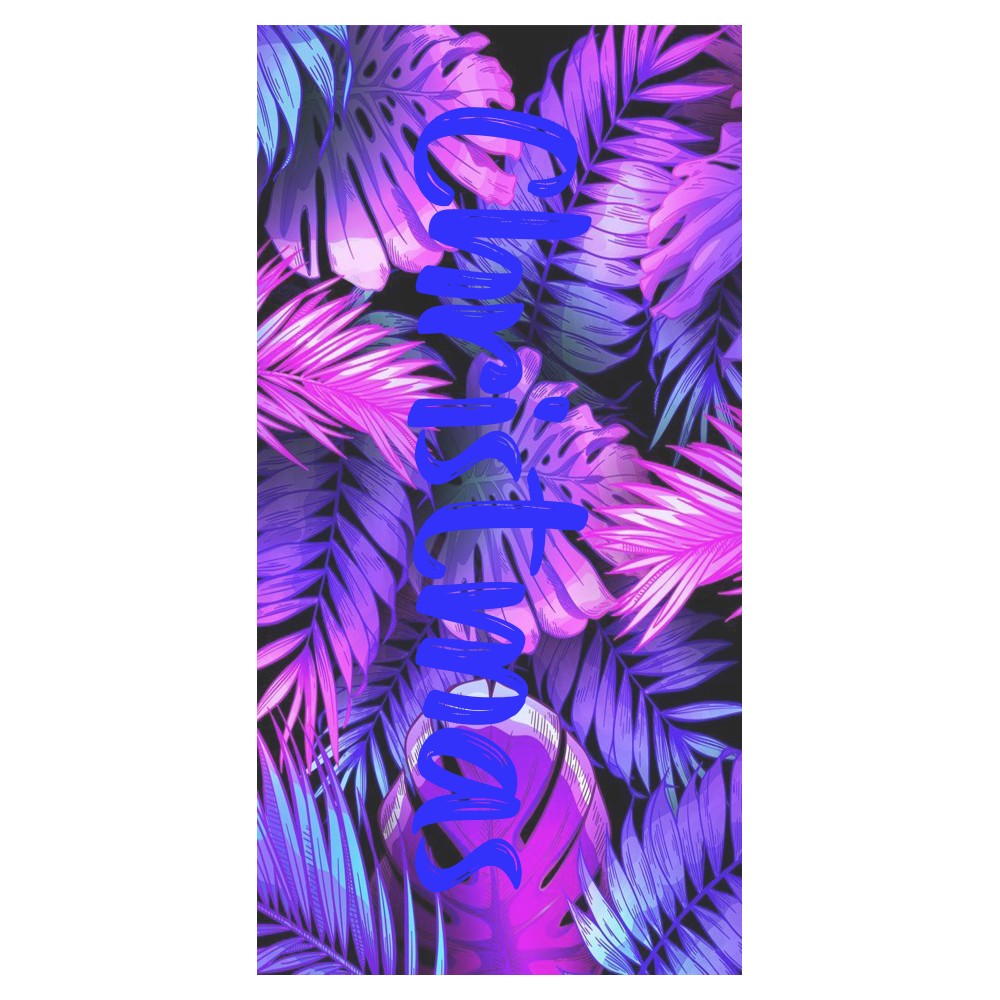 Personalized Name Beach Towel Tropical Plants Palm Leaves Style