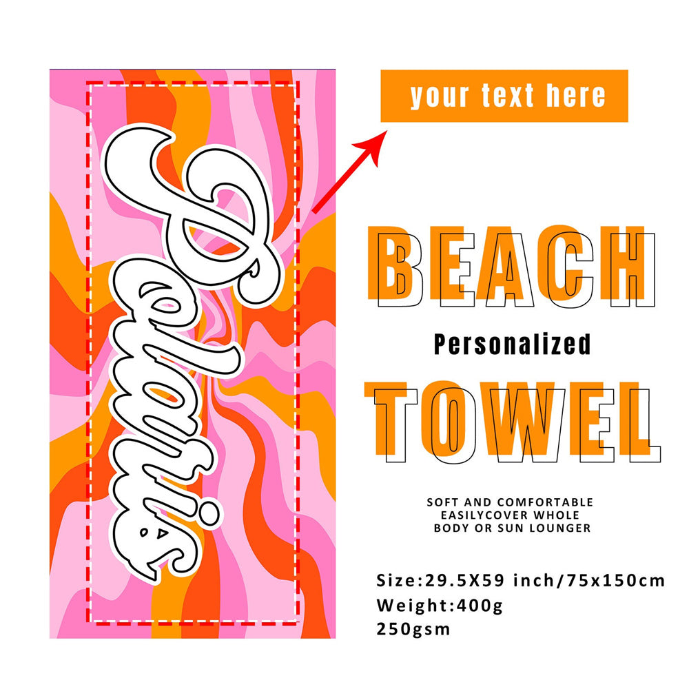 Colorful Personalized Beach Towel Custom Name Bath Towel Gifts