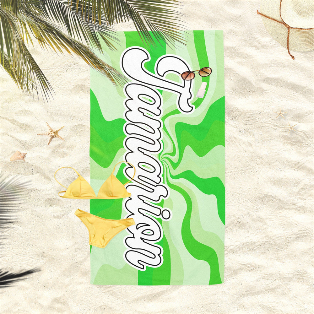 Colorful Personalized Beach Towel Custom Name Bath Towel Gifts