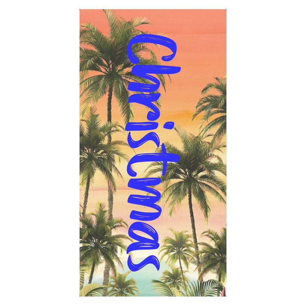 Personalized Name Beach Towel Tropical Plants Palm Leaves Style