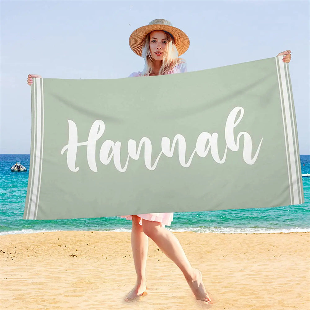 Colorful Beach Towel Customized Name Text Custom Bath Towel for Gifts