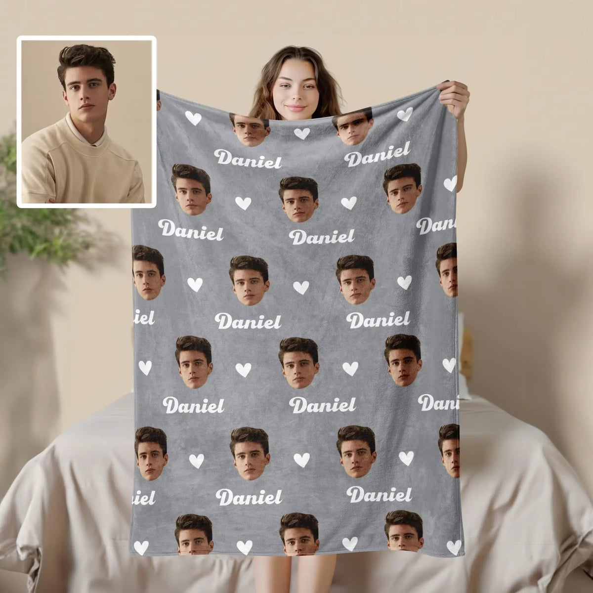 Custom Blanket with Face Create Your Own Personalized Blanket Picture with Name Unique Design Personalized Gift Women