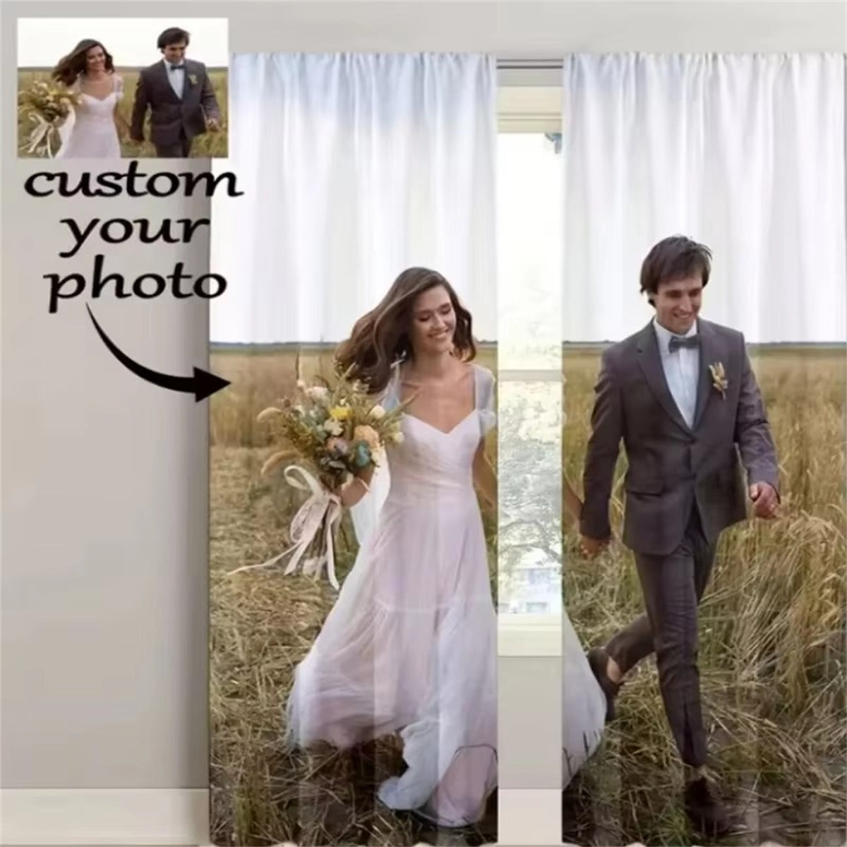 Custom Photo Curtain Personalized Blackout Windows Curtain for Bedroom Living Room Hotel Decor 2 Panel