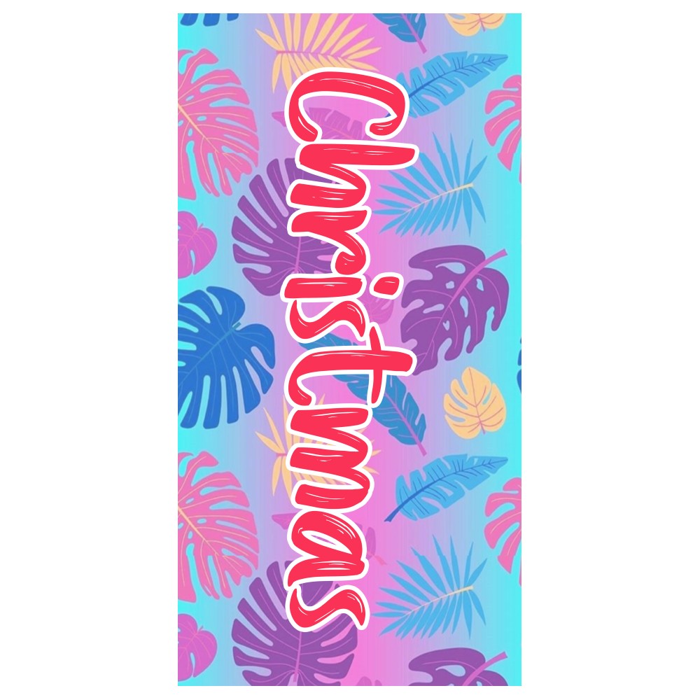 Custom Personalized Name Beach Towel Bath Towel Colorful Plant Leaves for Gifts