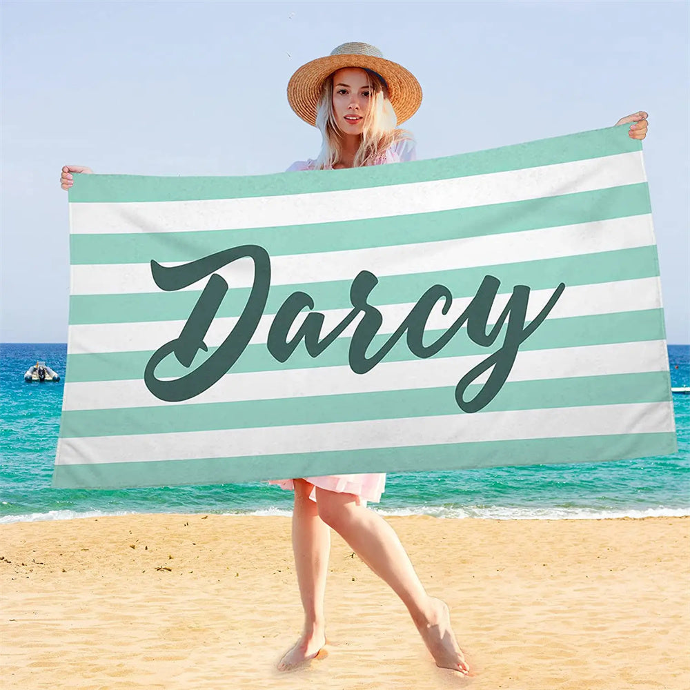 Colorful Beach Towel Customized Name Text Custom Bath Towel for Gifts