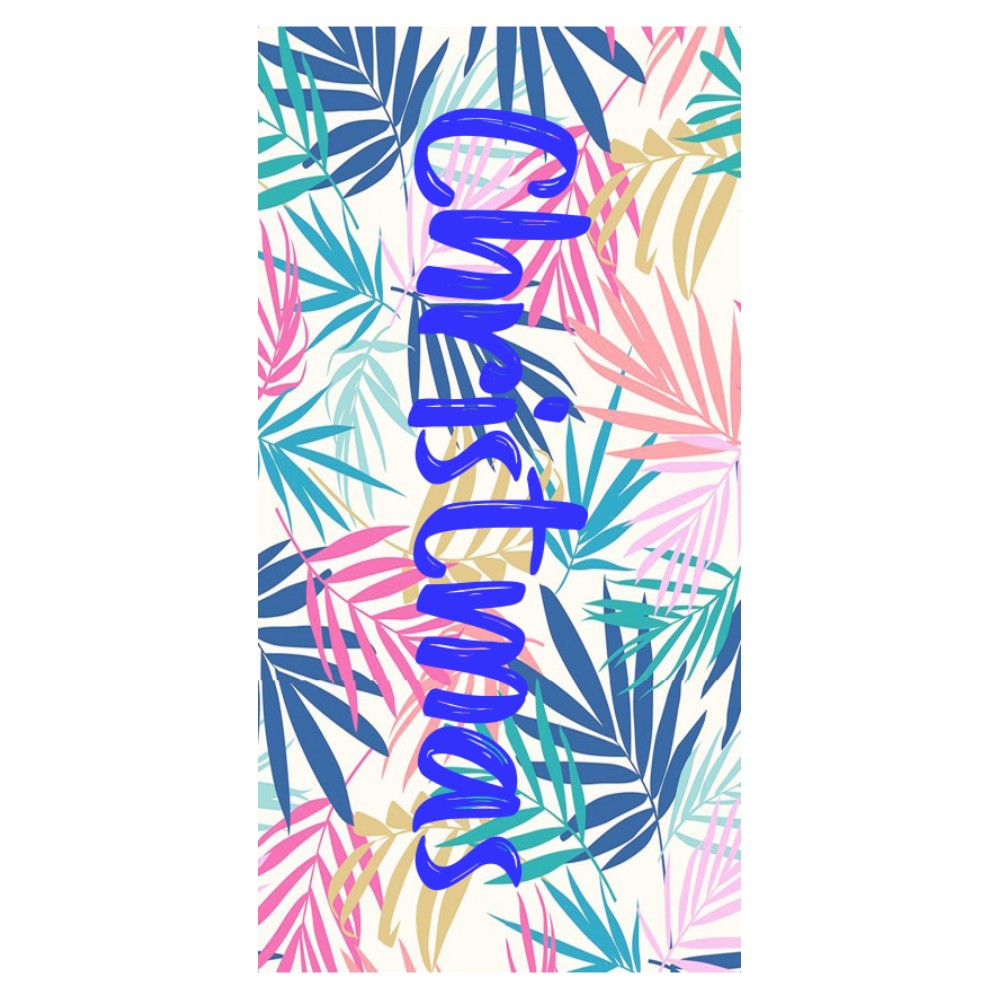 Personalized Name Beach Towel Tropical Plants Palm Leaves Style