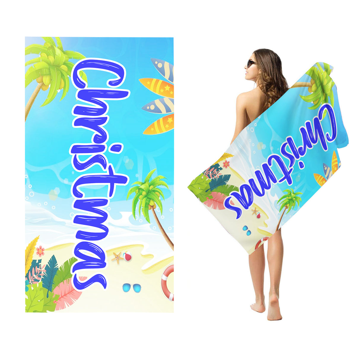 Personalized Name Beach Towel for Women Adult Gifts