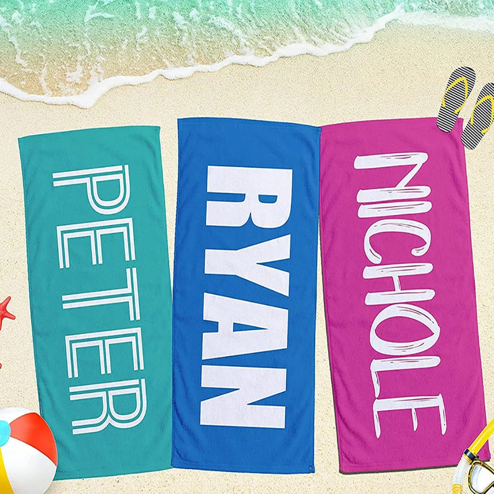 Personalized Name Beach Towel for Swimming Pool Party
