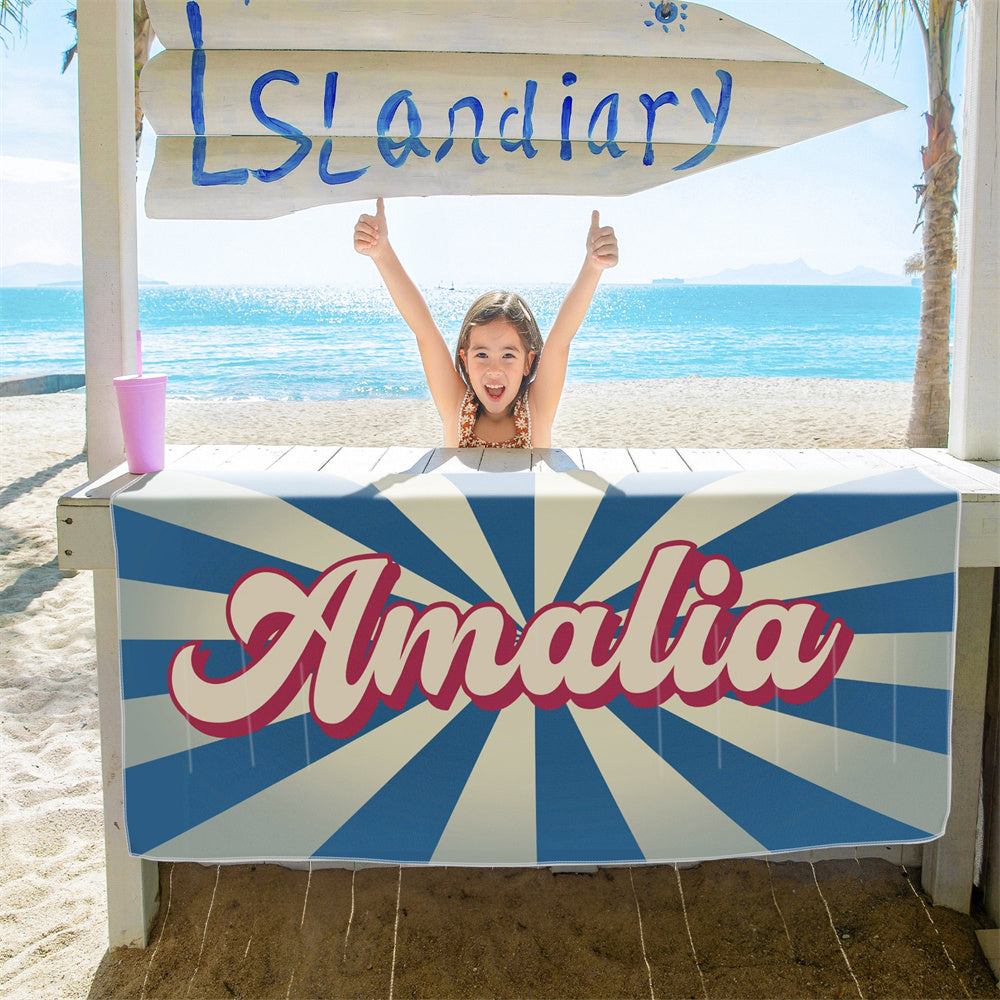 Personalized Beach Towel Burst Style Custom Name Custom Pool Towel for Girls Boys