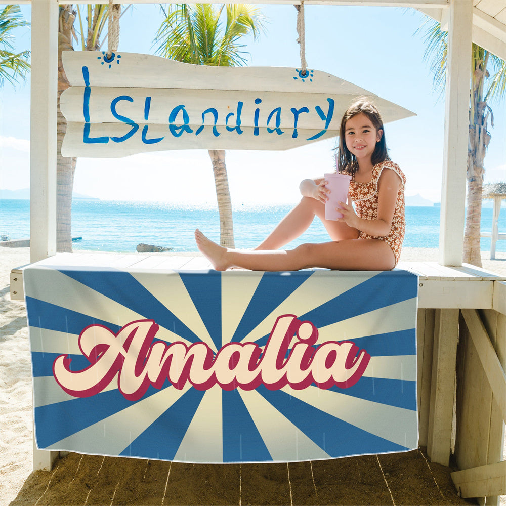 Personalized Beach Towel Burst Style Custom Name Custom Pool Towel for Girls Boys
