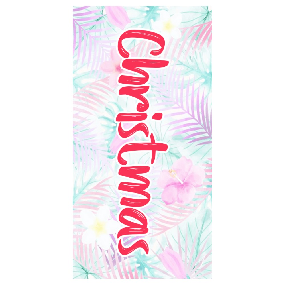 Custom Personalized Name Beach Towel Bath Towel Colorful Plant Leaves for Gifts
