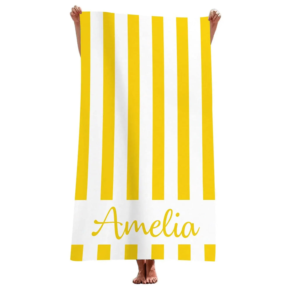 Stripe Beach Towel Custom Name Personalized