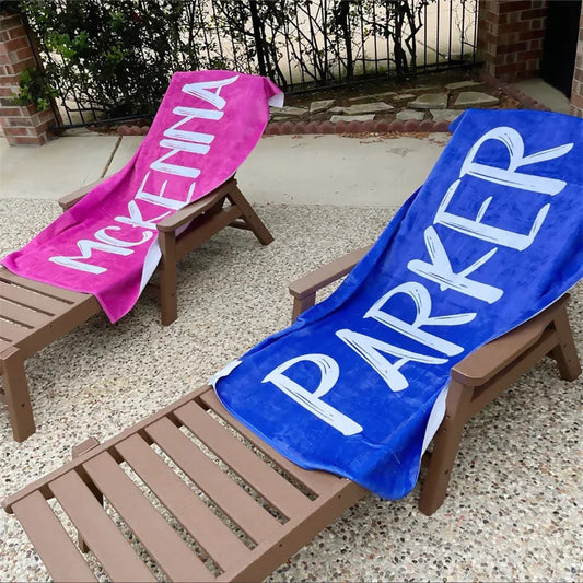 Personalized Name Beach Towel for Swimming Pool Party