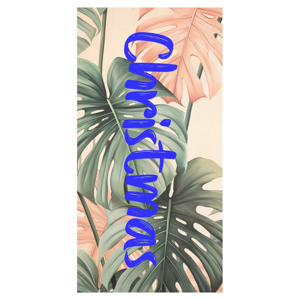 Personalized Name Beach Towel Tropical Plants Palm Leaves Style