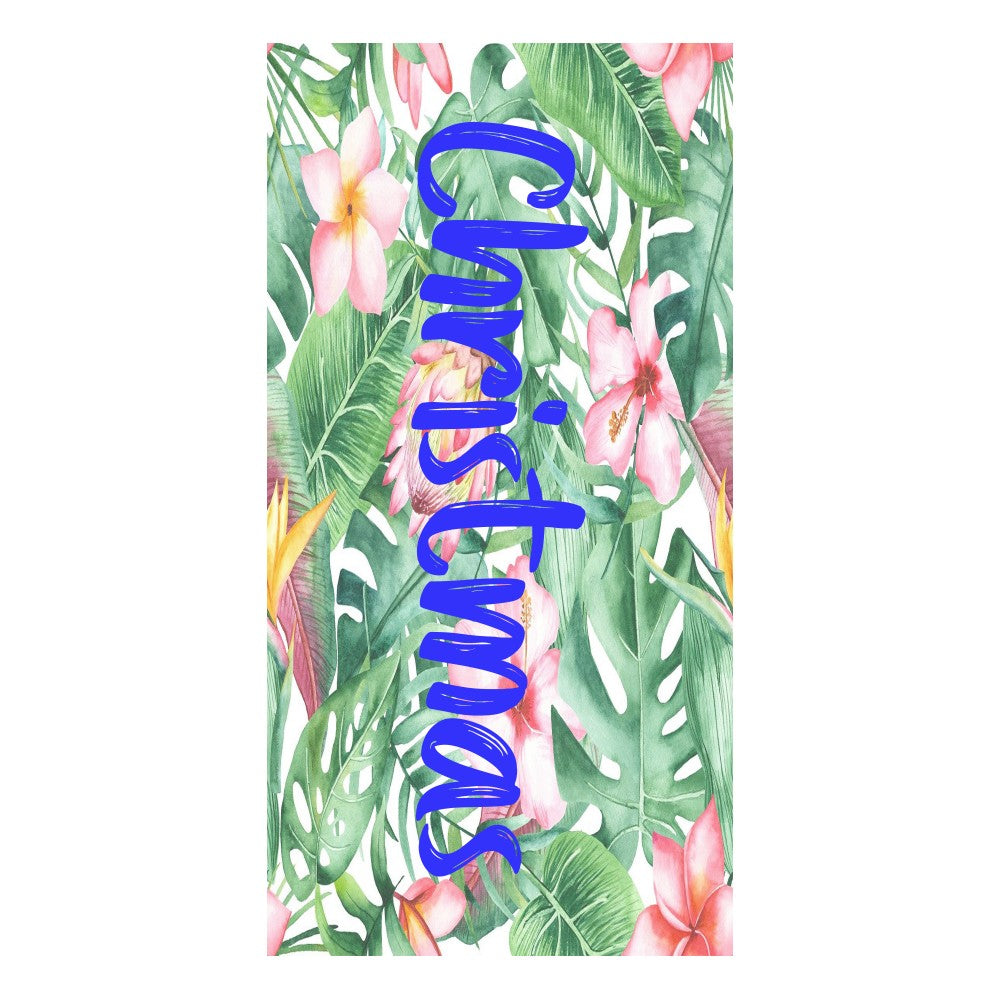 Personalized Name Beach Towel Tropical Plants Palm Leaves Style