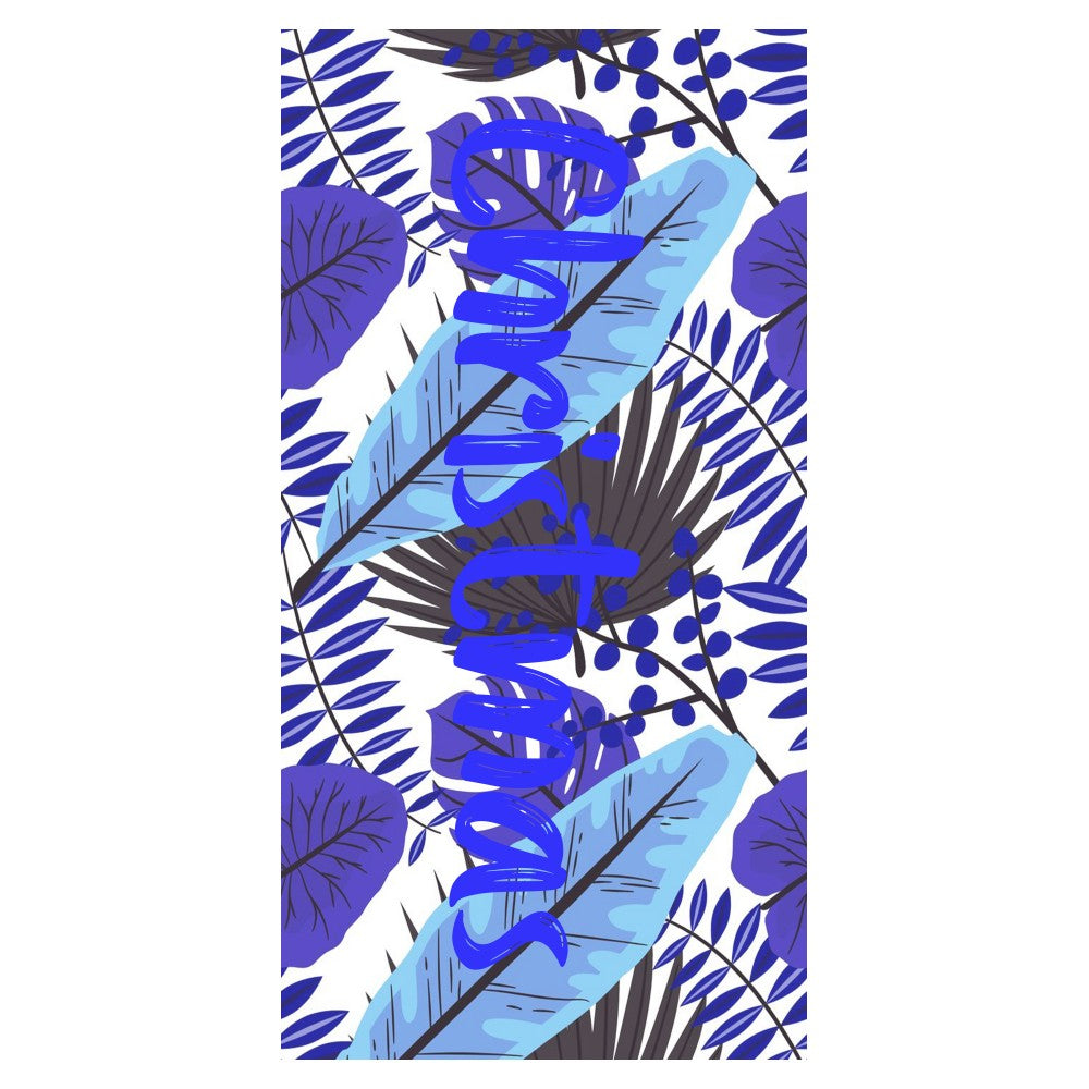 Personalized Name Beach Towel Tropical Plants Palm Leaves Style