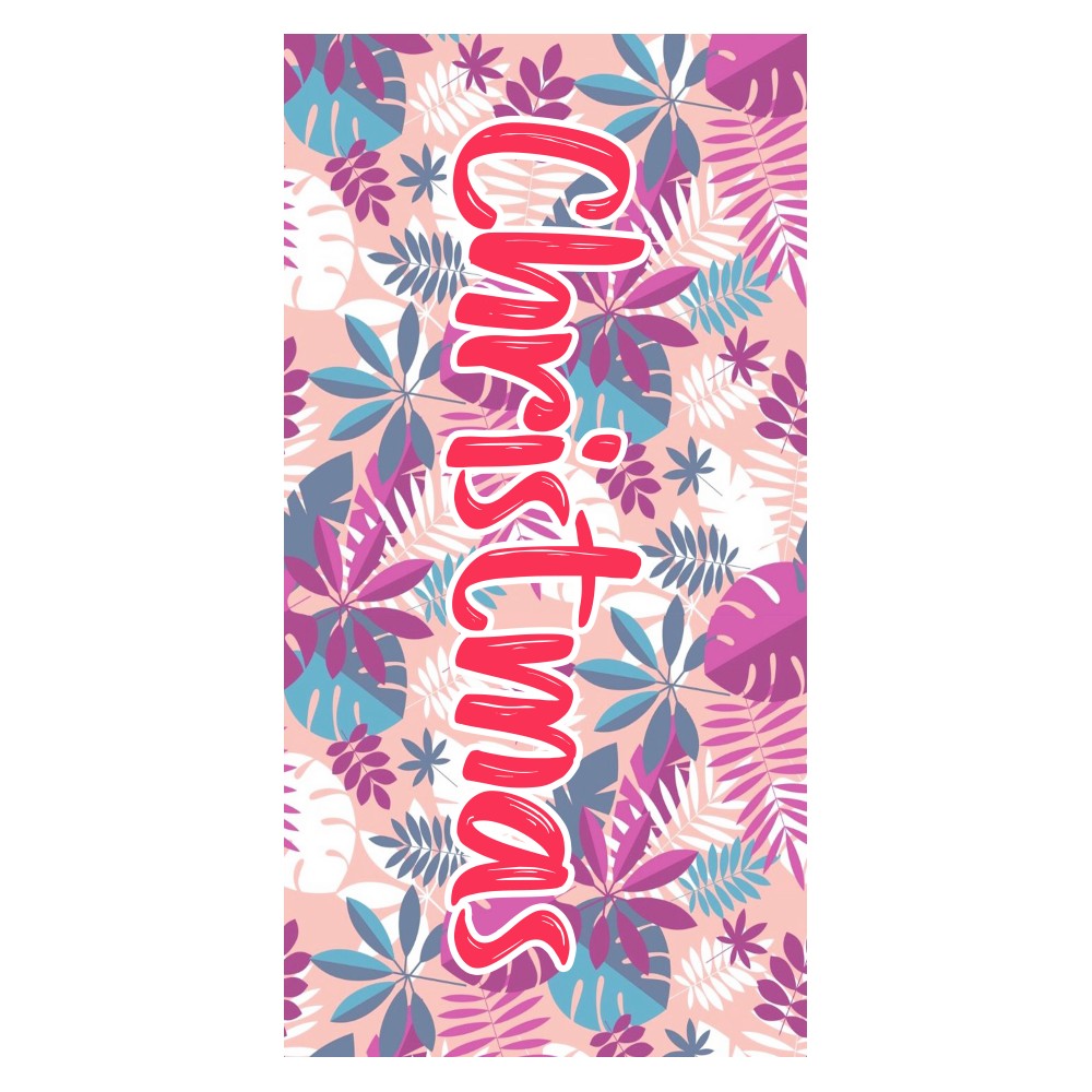 Custom Personalized Name Beach Towel Bath Towel Colorful Plant Leaves for Gifts