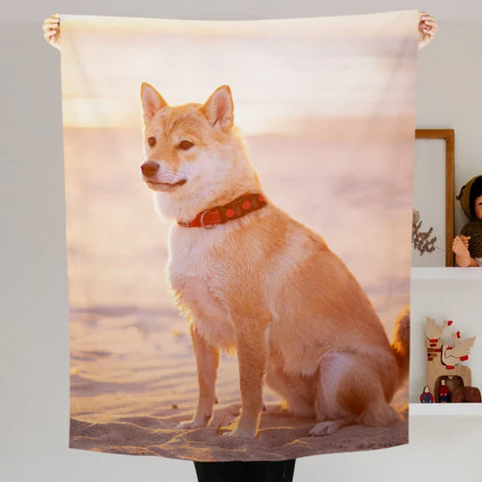 Customize your pet's printed flannel blanket with your pet's photo