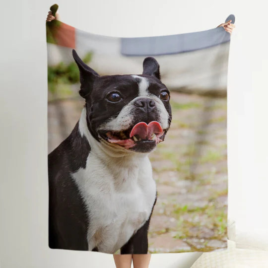 Customize your pet's printed flannel blanket with your pet's photo